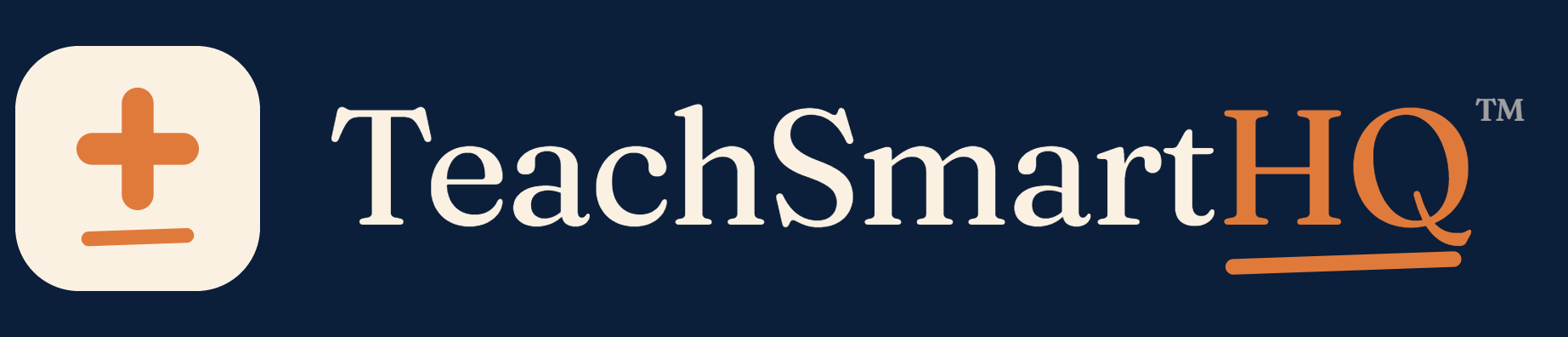 TeachSmartHQ horizontal logo lockup reversed for dark backgrounds